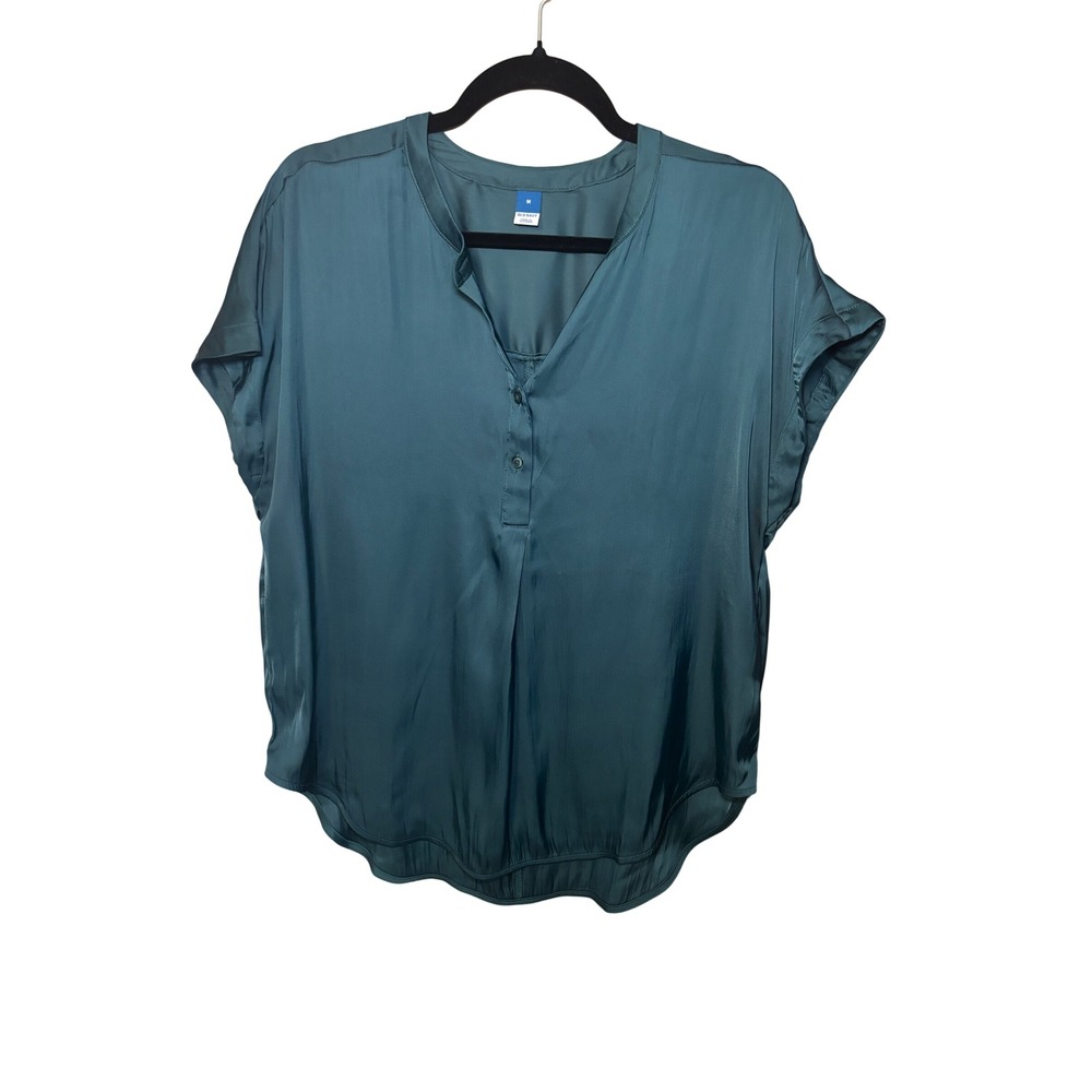 Old Navy Green Blouse M Dolman Sleeve Popover Top Emerald‎ Isle Professional - Picture 3 of 12